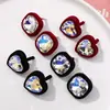 Otoño e invierno nuevos pendientes de felpa de cristal brillante con forma de corazón de melocotón para todo tipo de atuendos, pendientes tejidos a mano de bricolaje, material para mujer, venta al por mayor