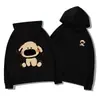 Sudadera con capucha de estilo americano, chic y relajada, con estampado de perro, para mujer, forrada de forro polar, engrosada, abrigo de invierno para pareja, talla extragrande