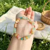Nuevo Pulsera de Gourd de Jade de Seda Dorada Genuino Jade Dongling Pulsera de Pulsera de Cuenta de Ábaco Popular Estilo Junta de Bambú