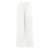 Pantalones Casuales de Estilo Old Money de Tencel y Lino, de Cintura Alta con Cordón de Algodón y Lino, Versátiles, Adelgazantes, Rectos, Pierna Ancha para Caminar y Usar en Casa