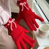 ¡Exportar Corea del Sur! Invierno cálido lindo combinable suave glutinoso pequeño temperamento lazo guantes cálido pantalla táctil dedo descubierto