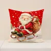 Nuevo Juego de Muñeco de Nieve Navideño Funda de Almohada Reno Lindo Impreso Coche Cojín Decorativo para Sala de Estar Almohada de Sofá