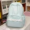 Mochila versátil de encaje de comercio exterior, mochila escolar de gran capacidad para estudiantes niñas, mochila casual estilo fresco de secundaria