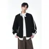 Sudadera cárdigan con cuello alto y bloques de color estilo americano para hombre, talla grande, corte holgado, marca de moda, chaqueta deportiva estilo universitario primavera y otoño