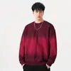 Ropa para Hombre Fengshe / Sudadera con Cuello Redondo para Hombre, Estilo Americano, Peso Pesado 360g, Con Etiqueta, Lavado Degradado, Top Casual Holgado de Manga Larga