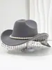 Explosiones Transfronterizas Moda Femenina Sombrero Británico Perla Cinta Vintage Decoración de Borla de Pedrería Adecuado para Fiesta de Luna de Miel