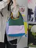 Bolso Bandolera Estilo Dopamina de Verano con Múltiples Bolsillos, Diseño Fresco de Bloques de Color, Adecuado para Estudiantes, Doble Uso como Bolso de Hombro o Bandolera