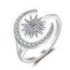 Anillo Abierto de Diamantes Flash Estrella Luna Geométrico Transfronterizo Empaque Independiente Estilo Frío Elegante Moda Celebridad de Internet Anillo de Luz de Luna