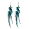 Pendientes Largos de Plumas Estilo Bohemio Étnico con Borlas Hechos a Mano para Mujer Accesorios para Fotos de Vacaciones Viajes Dropshipping