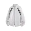 Chaqueta retro americana de dos capas en color negro para hombres y mujeres, sudadera de estilo universitario juvenil para primavera, chaqueta deportiva resistente con cuello alto
