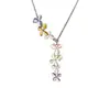 Collar Asimétrico Retro de Flores Coloridas para Mujer Cadena para Clavícula de Lujo Ligero para Atmósfera Accesorios de Collar Vintage de Nicho