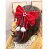 Presilha Infantil Laço Vermelho Fuga da Princesa Presilha de Cabelo para Menina Presilha Jacaré Acessórios de Cabelo Novo Estilo Presilha de Tecido para Menina