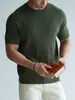 Camiseta Clásica de Manga Corta Raglán con Cuello Redondo para Hombre, Mezcla de Lino y Lyocell, Tejido de Punto con Textura Waffle, Verano 2026