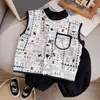 Moda Elegante Nueva para Niños 2024, Conjunto Fresco de Chaleco para Niños, Atuendo de Dos Piezas sin Mangas de Verano de Moda para Niños