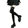 Calcetines Largos Estampados de Chica Moe JK Lindos Japoneses Expresión Bidimensional Terciopelo Delgado de Primavera y Otoño Hasta el Muslo Calcetines Negros