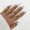 Conjunto de Anéis Femininos Cruzados Criativos Simples de Temperamento Anéis Empilháveis Ajustáveis Abertos com Pedras Strass Inlaid de Alta Qualidade