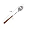 Espátula de Cocina de Acero Inoxidable 304 Color Nogal Retro Herramientas de Cocina Hogareñas Mango de Madera Cuchara para Servir Cuchara para Fondue