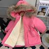 Casaco Infantil com Forro de Lã Casaco de Algodão Casaco de Inverno Estilo Western Roupa de Bebê Menina Casaco Parker Engrossado 2024 Novo Casaco de Algodão Infantil