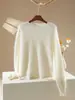 Top de Punto Redondo Cepillado sin Costuras para Mujer Suave Cálido Adelgazante Otoño Invierno Capa Interior Capa Base Pulóver