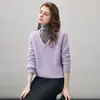 Comonboka 2026 Otoño/Invierno Nuevo Suéter de Lana Cepillada Esponjoso con Cachemira Top para Mujer Suéter de Punto Cálido