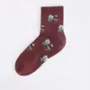 5-10 Pares de Calcetines para Mujer, Calcetines para Mamá, Anti-Olor, Primavera y Otoño, Calcetines de Media Pantorrilla Jacquard de Boca Ancha, Calcetines para Abuela Mayor