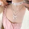 Super Hada Encaje Blanco Cruz Clavícula Collar Accesorios Alto Sentido Celebridad de Internet Collar Explosivo Lazo Cadena Clavícula