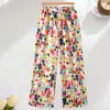Pantalones de Linterna para Mujer, Pantalones Sueltos para el Hogar de Tallas Grandes, Pantalones Florales Frescos para Mujeres Mayores, Pantalones Anti-Mosquitos, Pantalones Florales de Talla Grande de Cintura Alta Adelgazantes