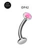 Piercing de Ceja de Titanio G23 Transfronterizo Moda Ópalo Barra Curva Piercing de Fondo Plano Anillo para Ceja Stud de Hueso de Oreja Directo del Fabricante