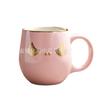 Taza de cerámica con diseño de gato rosa, escandinava, creativa y bonita, taza de café de cerámica con diseño de gato pintado a mano, taza de leche de cerámica