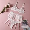 Conjunto de Lencería Sexy Blanco para Novia Conjunto de Tres Piezas con Falda Pequeña y Aro de Acero Capa Única Transparente Sexy Provocativo Listo para Mujeres