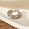 Anillo de Corona de Circonita Estilo Europeo y Americano Transfronterizo, Diseño de Moneda de Cobre Hueca de Lujo Ligero con Circonita, Anillo Abierto Ajustable