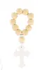 Set de Pulseras Cruz de Madera para Bautizo con Cuentas, Comercio Exterior Spot Transfronterizo, con Bolsa de Malla Blanca y Hilo de Cuentas de Madera, Regalo