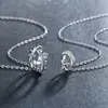Collar Original de Pareja Doble Anillo Corona, Plata Esterlina, Cadena de Suéter de Gama Alta de Nicho, Joyería Esmaltada, Regalo de San Valentín