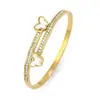 Pulsera para Mujer Estilo Ins Mariposa Europea y Americana Pulsera de Acero de Titanio Aliento de Bebé Moda Completa de Diamante Pulsera Abierta de Acero Inoxidable Transfronteriza