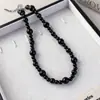 Collar Negro de Perlas de Lujo Ligero Estilo Francés con Diseño de Gradiente Escalonado para Mujer, Diseño de Nicho, Estilo Minimalista, Cadena de Cuello Elegante, Cadena para Clavícula