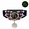 Pulseira de Couro Luminosa 12 Constelações para Homens e Mulheres Presente de Casal Pulseira de Contas Multicamadas Feita à Mão Joia de Mão Criativa Atacado