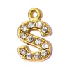 Pingente de Aço Inoxidável com 26 Letras Inglesas Cravejadas de Diamante DIY para Mulheres A-Z Brincos Pulseira Colar Pingente de Joia em Aço Titânio
