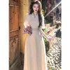 Precioso y Hermoso Vestido Pequeño con un Estilo Francés Suave, Vestido con Cuello para Mujer, Vestido Largo de Verano que Ceñe la Cintura Adelgazante con un Ambiente Elegante