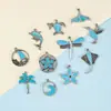 Accesorios Populares de Serie Marina Transfronterizos Accesorios para Joyería DIY de Aleación Colgante Colgante de Serie de Animales Azul Lago