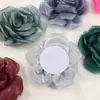 Nueva Flor de Malla Flor Artificial DIY Hecho a Mano Tela Rosa Artificial Joyería Pasador Flor de Cabeza Joyería Accesorios