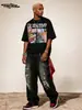 Stewell Estilo Callejero Americano Estampado Digital Personalizado Unisex Manga Corta Algodón Pesado Marca de Moda Cuello Pequeño Manga Corta