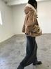 Abrigo Corto con Capucha de Lana de Cordero de Punto Diseño Integrado de Piel Ropa de Mujer Invierno 2025 Nuevo Breat*E