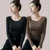 Camiseta base negra cuello redondo fina de modal para mujer nueva llegada Top Ankara rojo otoño manga larga camiseta primavera y otoño