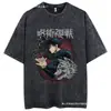 Talla Europea Transfronteriza Estampado de Anime Japonés Algodón Oversize para Hombre Vintage t