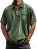 2025 Estación Independiente de Amazon Transfronteriza Camisa de Algodón Puro Casual Versátil de Manga Corta con Botones y Cuello Camisero Polo para Hombre
