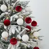 Exquisito juego de bolas decorativas para árbol de Navidad de terciopelo de alta gama 12 piezas bola de Navidad de color sólido de terciopelo juego de caja de regalo