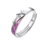 Anillo de pareja hueco, un par de anillos de plata esterlina para estudiantes, para hombres y mujeres, anillo simple, anillo creativo ajustable, regalo de cumpleaños