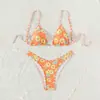 2026 Nuevo Modelo Bikini Traje de Baño de Dos Piezas para Mujer con Estampado Doble Correa en el Hombro Traje de Baño al por Mayor Estilo Sujetador Francés
