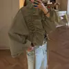Roupas Femininas Transfronteiriças Outono 2026 Moda Europeia e Americana Feminina Elegante Diário Cor Sólida Babados Plissados Mangas Bufantes Blusa
