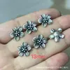 Plata vieja de Shanxi retro panax notoginseng flor de plata capullo de rosa colgante deslizante borla tapa texto DIY jugar accesorios de joyería